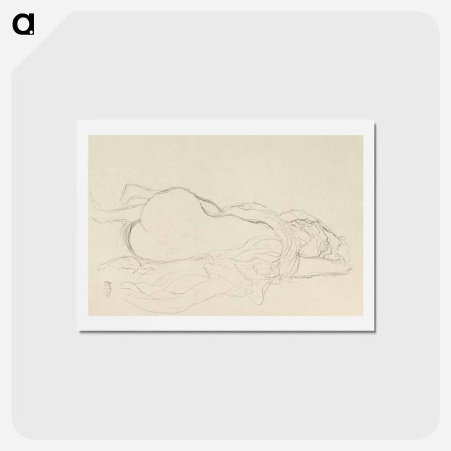 アートポストカード-Reclining Nude with Drapery, Back View - グスタフ クリムト Postcard.