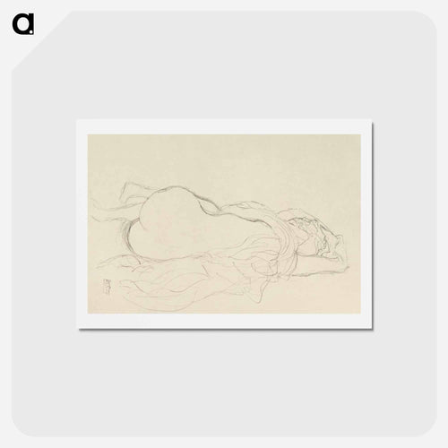 Reclining Nude with Drapery, Back View - グスタフ クリムト Postcard.