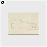 アートポストカード-Reclining Nude with Drapery, Back View - グスタフ クリムト Postcard.