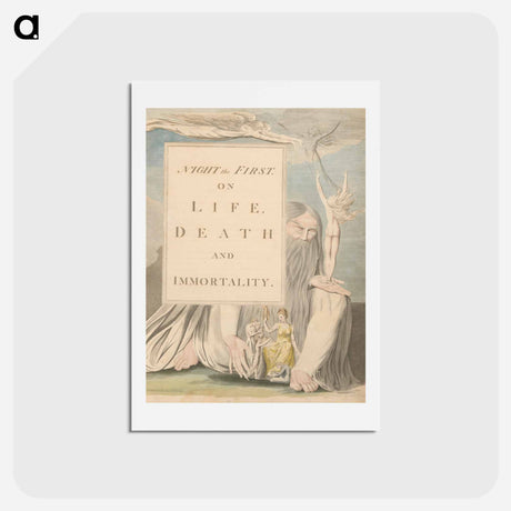 アートポストカード-Young's Night Thoughts, Title Page - ウィリアム ブレイク Postcard.