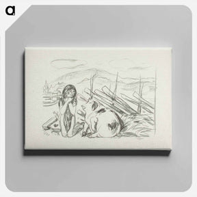 アートパネル-Omega and the Pig - エドヴァルド ムンク Canvas.