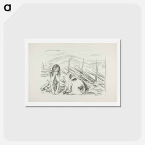 アートポストカード-Omega and the Pig - エドヴァルド ムンク Postcard.