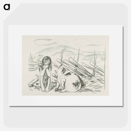 アートポスター-Omega and the Pig - エドヴァルド ムンク Poster.