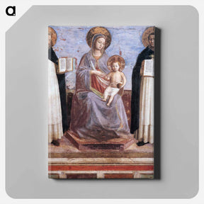 アートパネル-Virgin and Child with Sts. Dominic and Thomas Aquinas - フラ アンジェリコ Canvas.