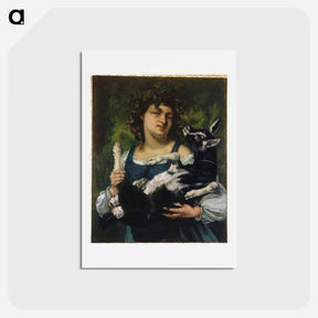アートポストカード-The Village Girl with a Goatling - ギュスターヴ クールベ Postcard.