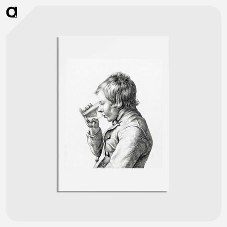 アートポストカード-Boy, drinking from a glass - ジャン ベルナール Postcard.