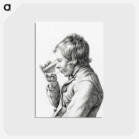 アートポストカード-Boy, drinking from a glass - ジャン ベルナール Postcard.