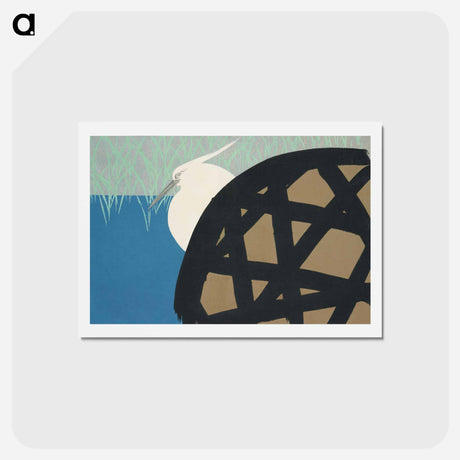 アートポストカード-White heron from Momoyogusa–Flowers of a Hundred Generations - 神坂 雪佳 Postcard.