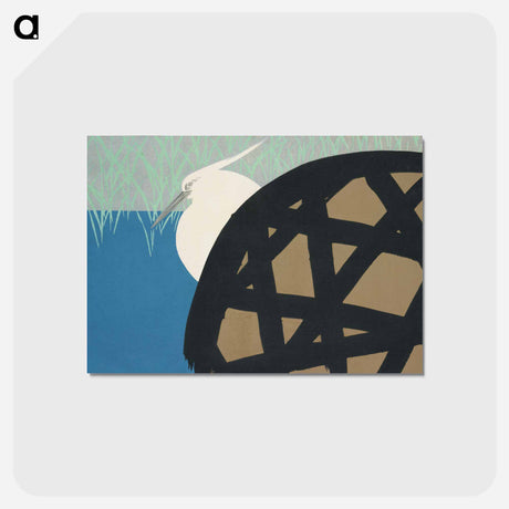 アートポストカード-White heron from Momoyogusa–Flowers of a Hundred Generations - 神坂 雪佳 Postcard.