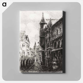 アートパネル-Rue Saint-Romain, Rouen, 1st plate - カミーユ ピサロ Canvas.
