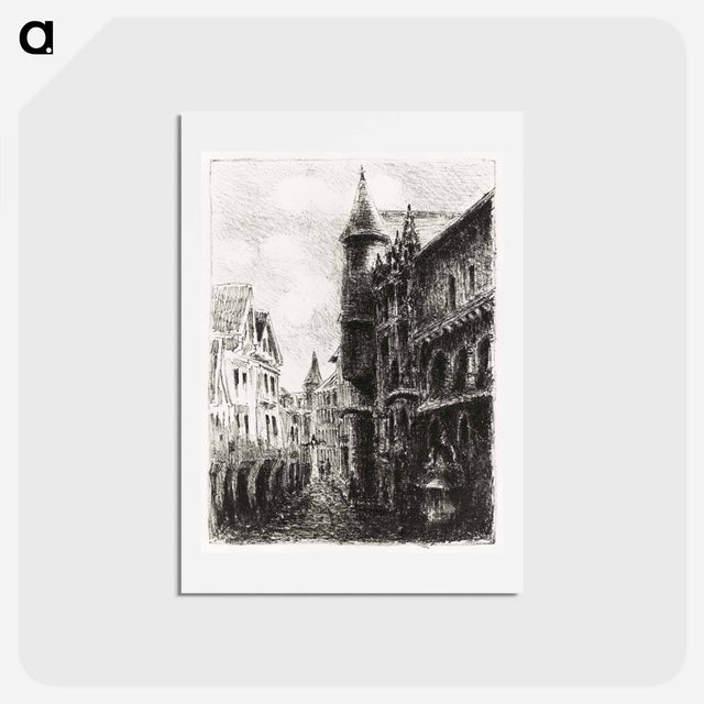 アートポストカード-Rue Saint-Romain, Rouen, 1st plate - カミーユ ピサロ Postcard.