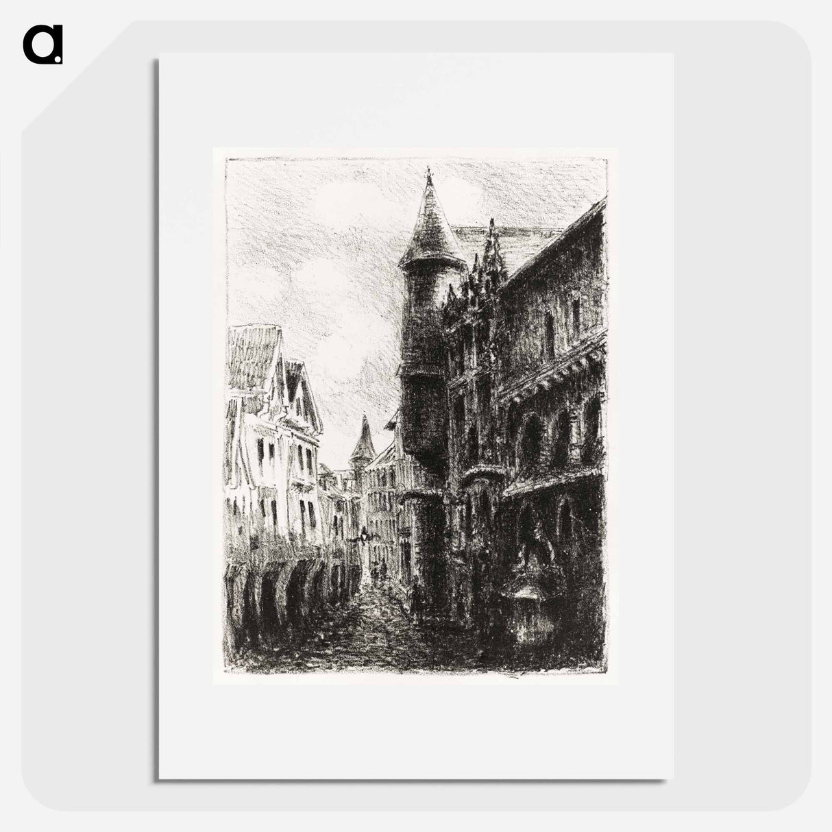 Rue Saint-Romain, Rouen, 1st plate - Camille Pissarro Poster.