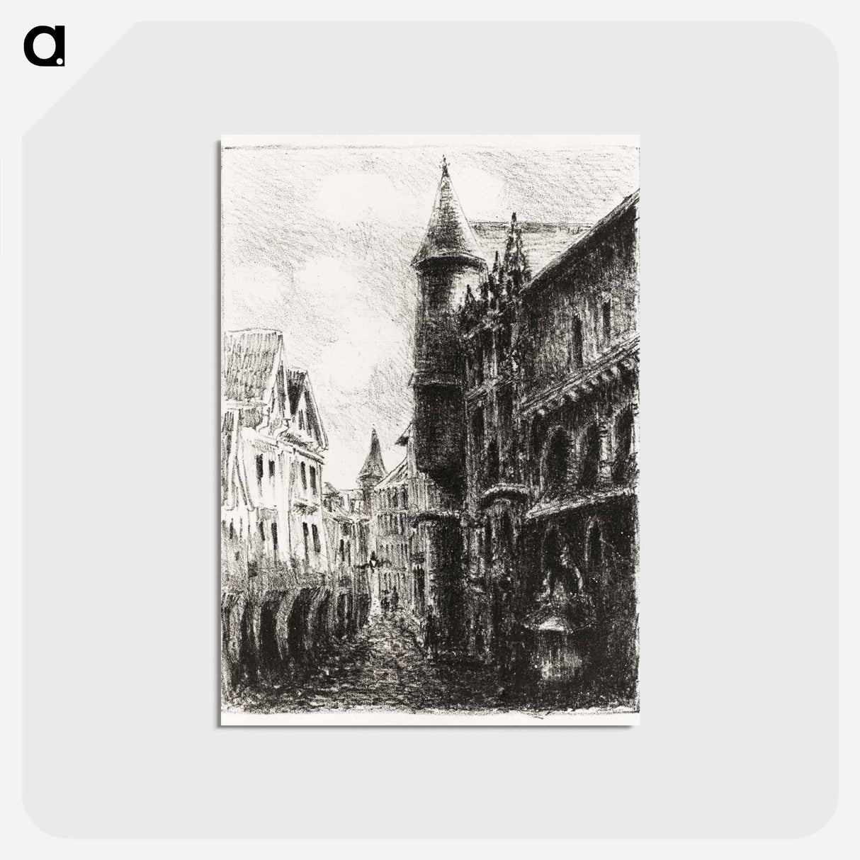 アートポストカード-Rue Saint-Romain, Rouen, 1st plate - カミーユ ピサロ Postcard.