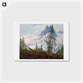 アートポストカード-Mountain Peak with Drifting Clouds - カスパー ダーヴィト フリードリヒ Postcard.