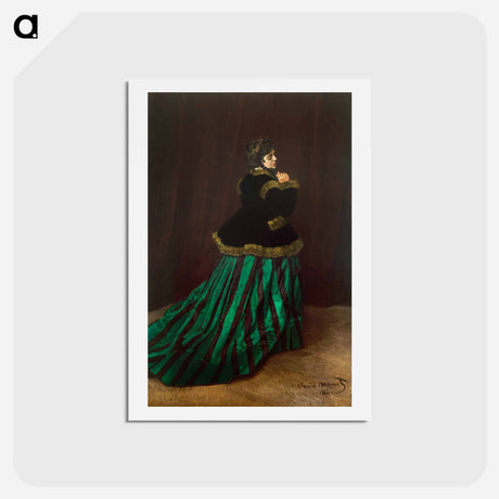 アートポストカード-Camille (The Woman in the Green Dress) - クロード モネ Postcard.