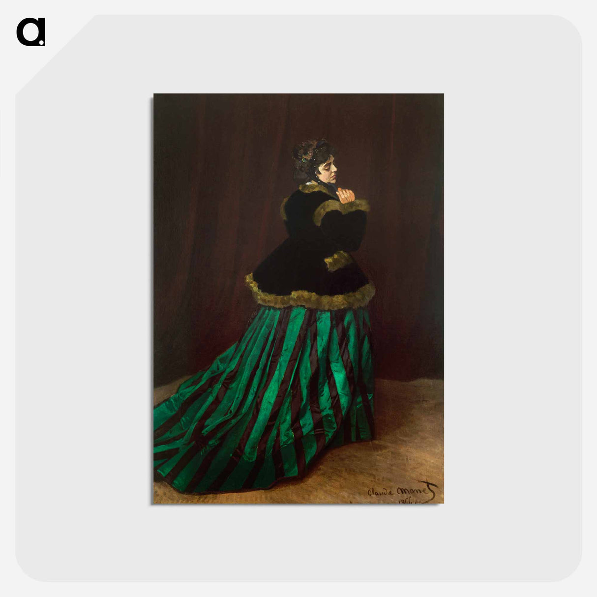 アートポストカード-Camille (The Woman in the Green Dress) - クロード モネ Postcard.