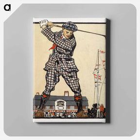 アートパネル-Man swinging golf club - エドワード ペンフィールド Canvas.