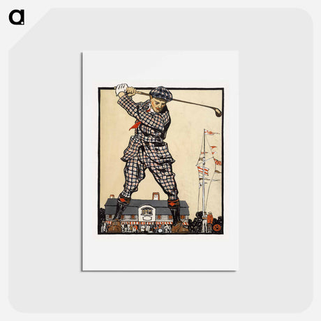 アートポストカード-Man swinging golf club - エドワード ペンフィールド Postcard.