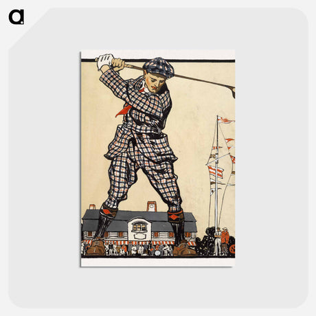 アートポストカード-Man swinging golf club - エドワード ペンフィールド Postcard.