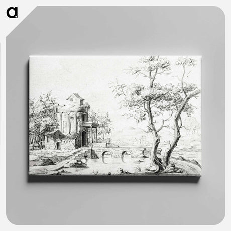 アートパネル-Landscape with fantastic ruin - ジャン ベルナール Canvas.