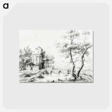 アートポストカード-Landscape with fantastic ruin - ジャン ベルナール Postcard.