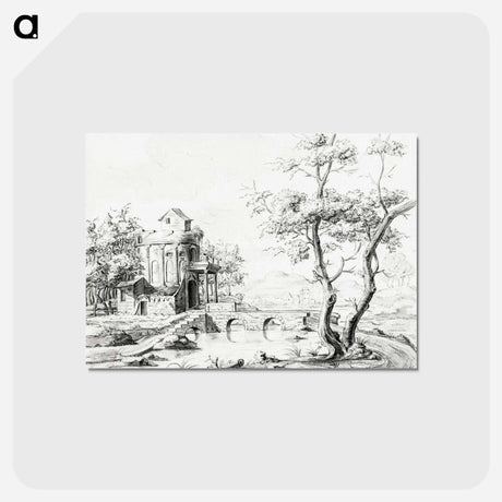 アートポストカード-Landscape with fantastic ruin - ジャン ベルナール Postcard.