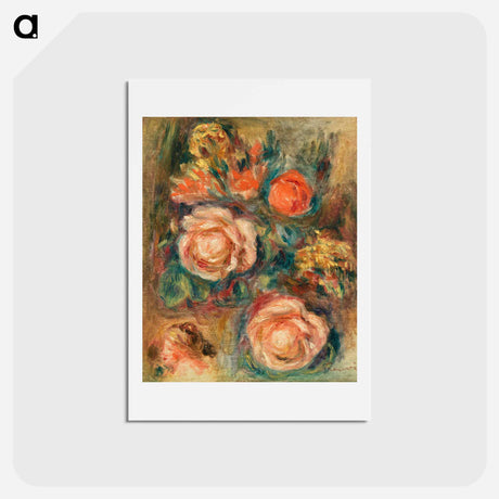 アートポストカード-Bouquet of Roses - ピエール オーギュスト ルノワール Postcard.