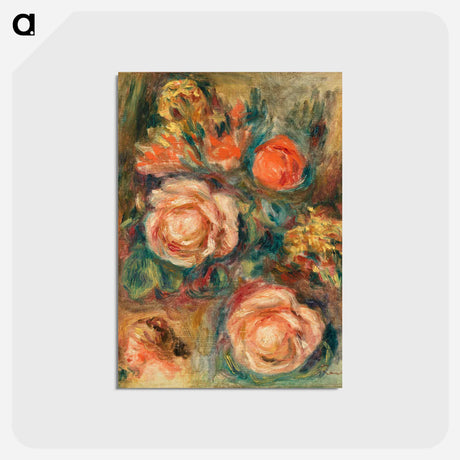 アートポストカード-Bouquet of Roses - ピエール オーギュスト ルノワール Postcard.