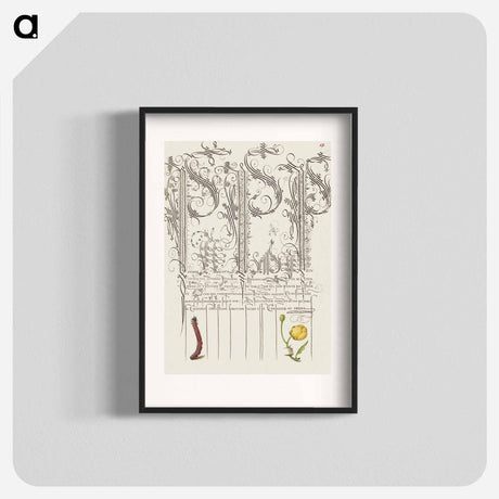 アートポスター-Caterpillar and Globeflower from Mira Calligraphiae Monumenta
 - 書道のお手本 Poster.