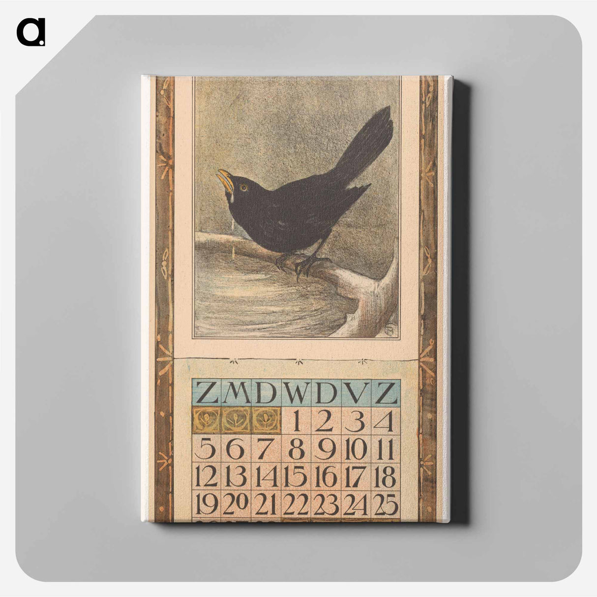 Kalenderblad februari met merel - テオ ヴァン ホイテマ Canvas.