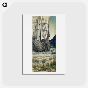 アートポストカード-Quest for the Holy Grail Tapestries-Panel 5: The Ship - ウィリアム モリス Postcard.