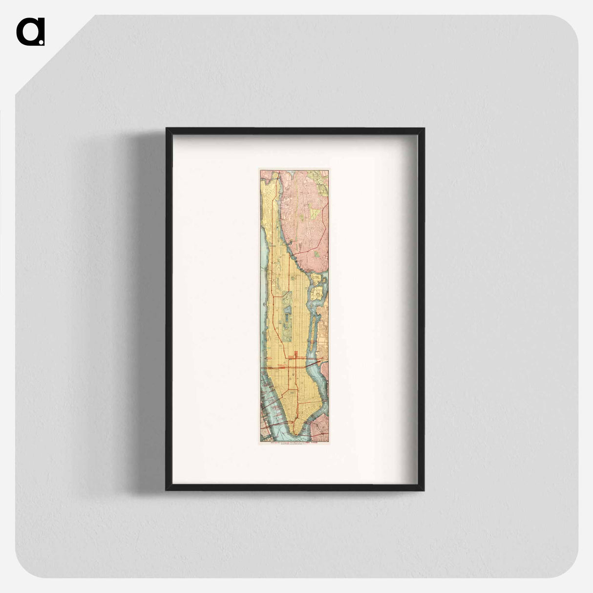 Rapid transit map of Manhattan and adjacent districts of New York City - アンティーク地図 Poster.