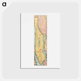 アートポストカード-Rapid transit map of Manhattan and adjacent districts of New York City - アンティーク地図 Postcard.
