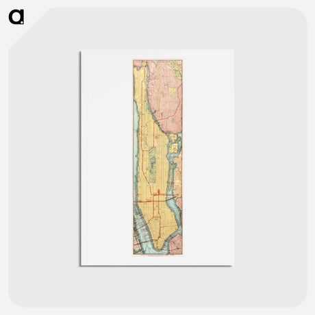 アートポストカード-Rapid transit map of Manhattan and adjacent districts of New York City - アンティーク地図 Postcard.