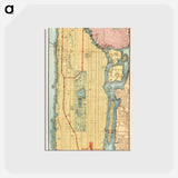 アートポストカード-Rapid transit map of Manhattan and adjacent districts of New York City - アンティーク地図 Postcard.