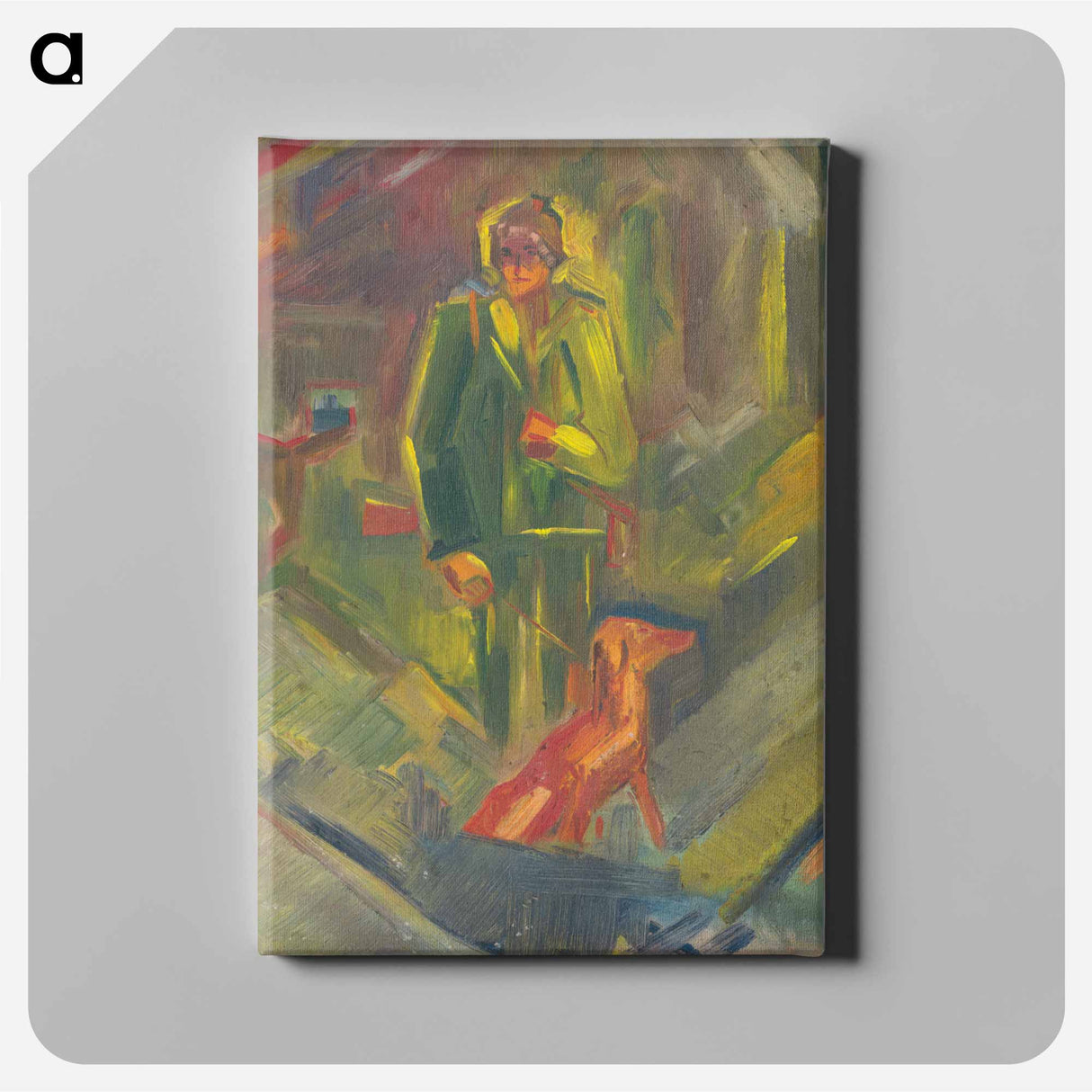 Standing hunter with a dog - アーノルド ピーター ワイズ クビンチャン Canvas.