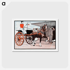 アートポストカード-Woman in a horse carriage - エドワード ペンフィールド Postcard.