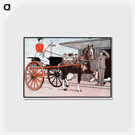 アートポストカード-Woman in a horse carriage - エドワード ペンフィールド Postcard.