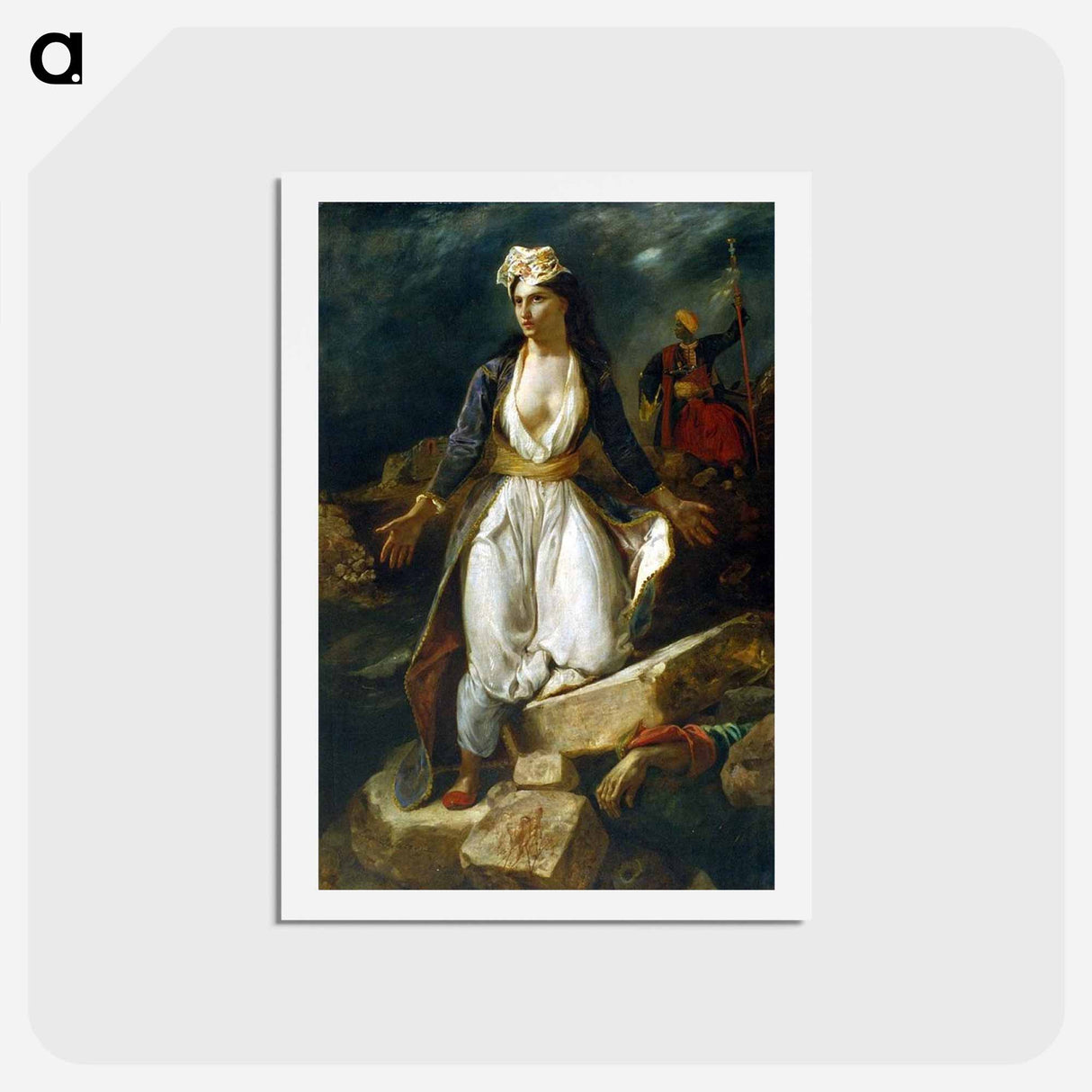 アートポストカード-Greece expiring on the Ruins of Missolonghi - ウジェーヌ ドラクロワ Postcard.