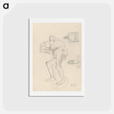 アートポストカード-Study of a Nude Old Woman Clenching Her Fists, and Two Decorative Objects - グスタフ クリムト Postcard.