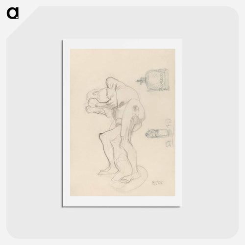 Study of a Nude Old Woman Clenching Her Fists, and Two Decorative Objects - グスタフ クリムト Postcard.