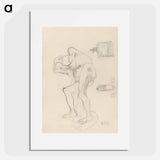 Study of a Nude Old Woman Clenching Her Fists, and Two Decorative Objects - グスタフ クリムト Poster.