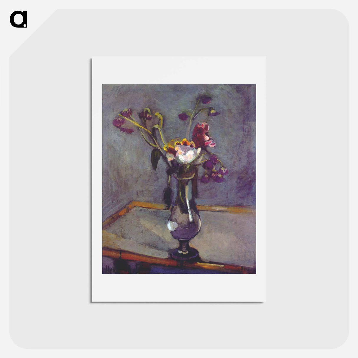 アートポストカード-Bouquet on a Bamboo Table - アンリ マティス Postcard.