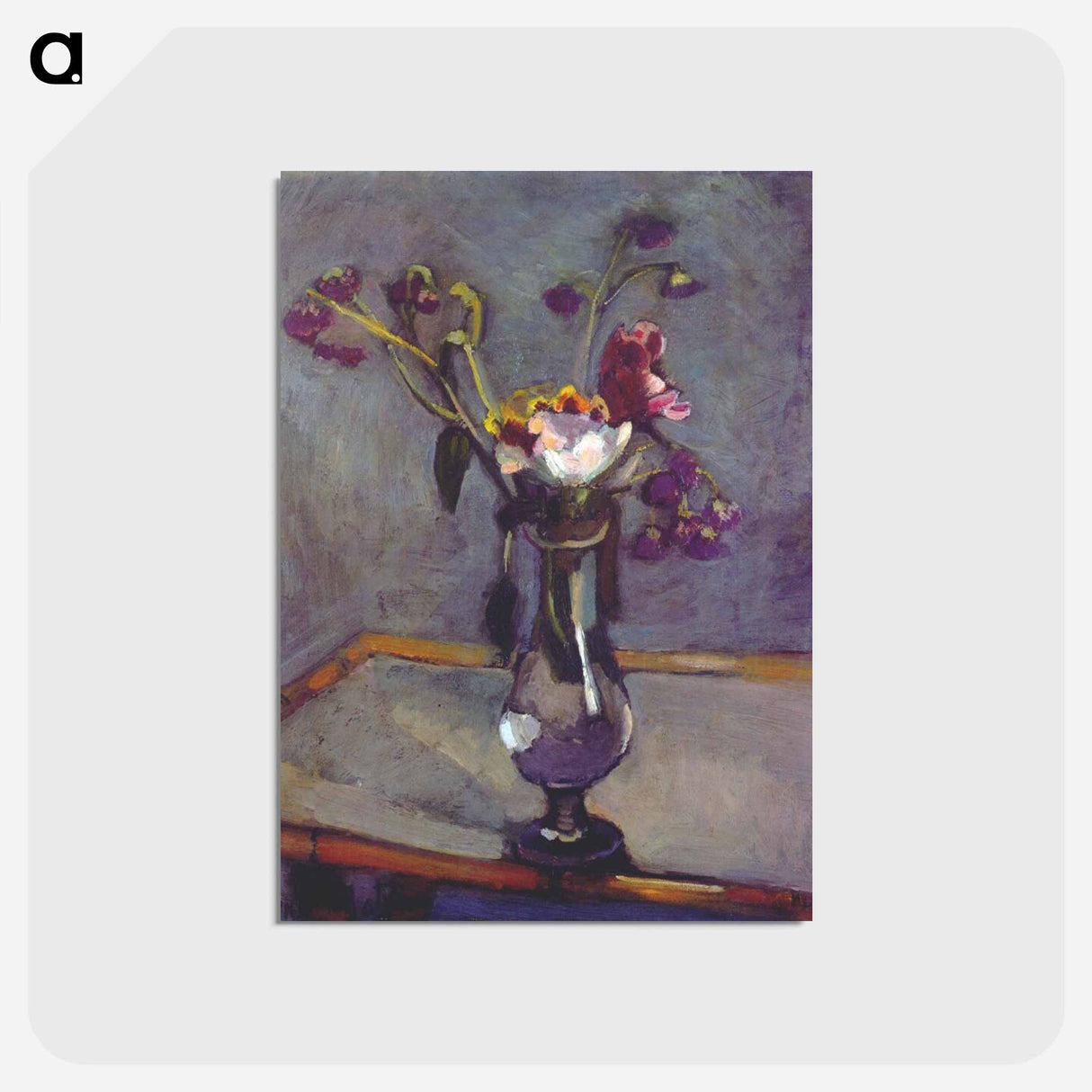 アートポストカード-Bouquet on a Bamboo Table - アンリ マティス Postcard.