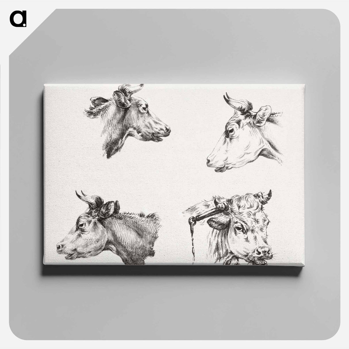 アートパネル-Four bull heads - ジャン ベルナール Canvas.