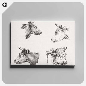 アートパネル-Four bull heads - ジャン ベルナール Canvas.