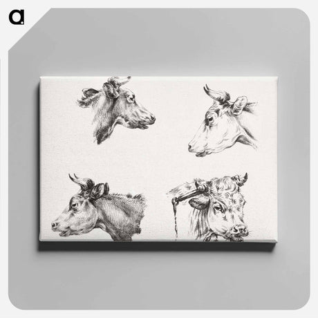 アートパネル-Four bull heads - ジャン ベルナール Canvas.