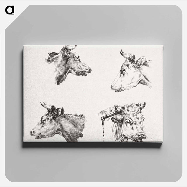 アートパネル-Four bull heads - ジャン ベルナール Canvas.