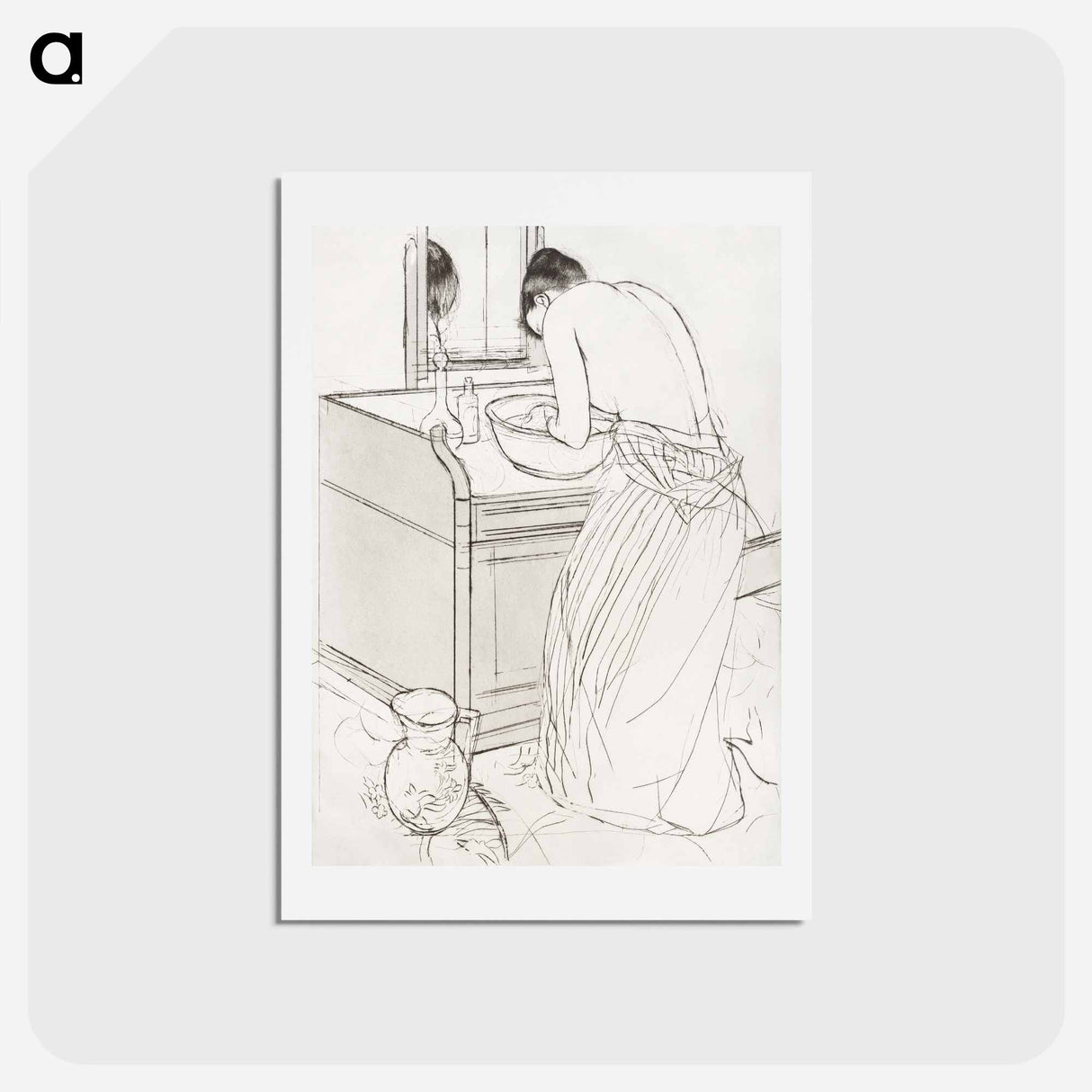 アートポストカード-Woman Bathing - メアリー カサット Postcard.