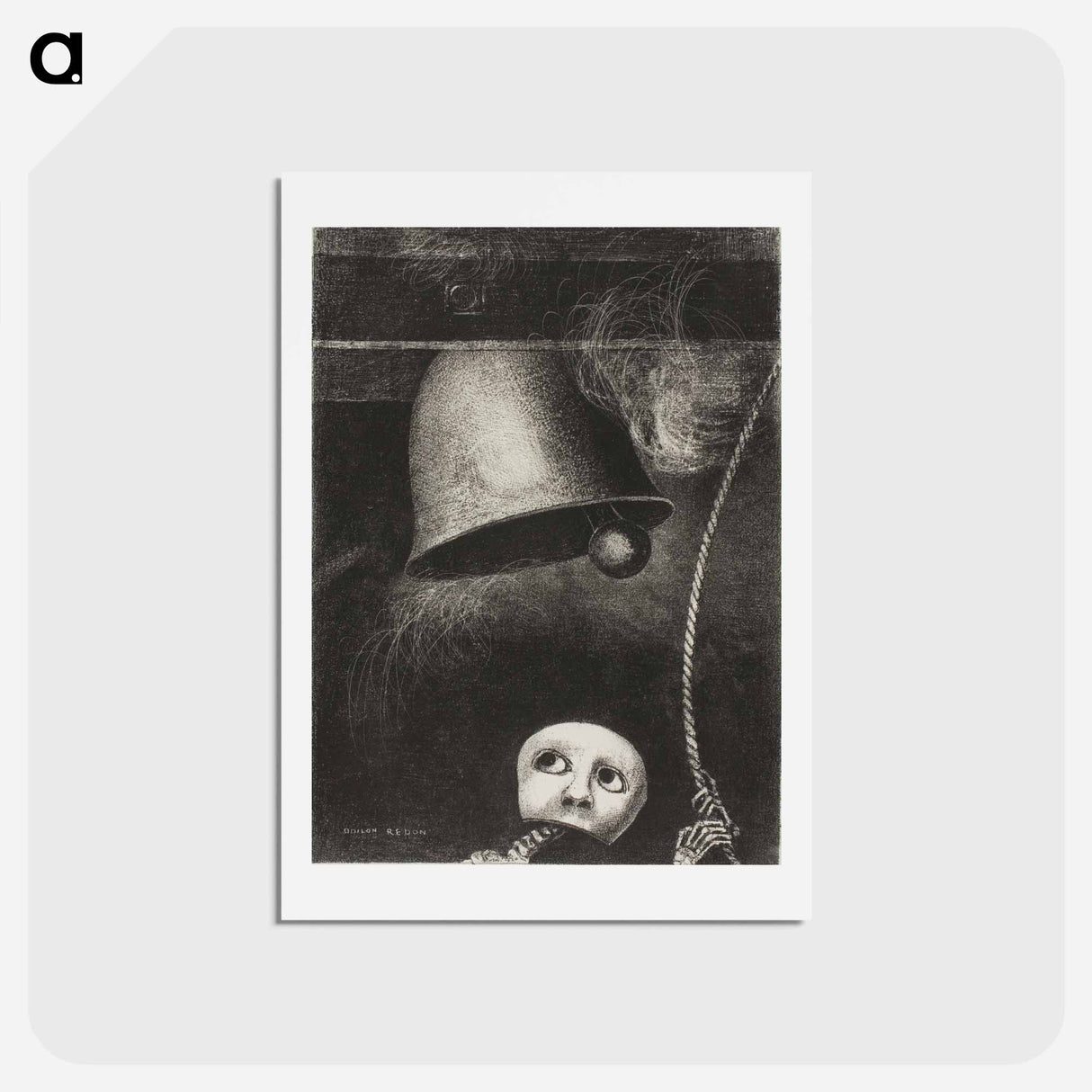 アートポストカード-A Mask Sounds the Funeral Knell - オディロン ルドン Postcard.